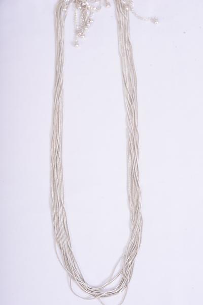 Chain Snake Chain 1 mm Silver 30" / 12 pcs = Dozen Size-30" Long , 1 mm , Hang Card & OPP Bag