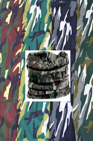 Neck Gaiter Multifunction Scarf Camouflage Face Mask Camo / 12 pcs = Dozen  Unisex , Size-20" x 9 1/2" Wide , 3 of each Pattern Asst , Hang tag & OPP bag & UPC Code