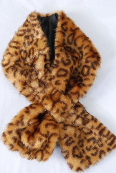 Scarf Women's Plush Faux Fur Scarf / PC Size - 36" x 5.5" Wide , Choose Patterns , OPP Bag