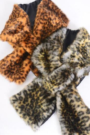 Scarf Women's Plush Faux Fur Scarf / PC Size - 36" x 5.5" Wide , Choose Patterns , OPP Bag