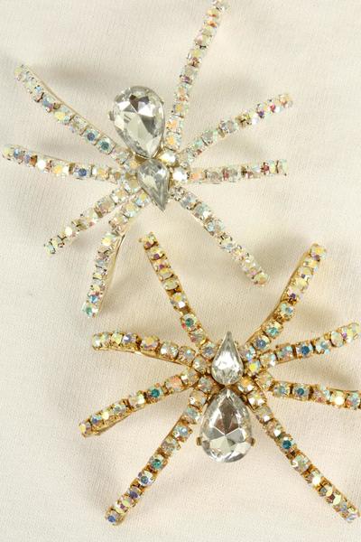 Brooch Spider Rhinestones/PC Size 2.5"x 2.25" Wide,Come Gift Box & UPC Code,Choose Colors