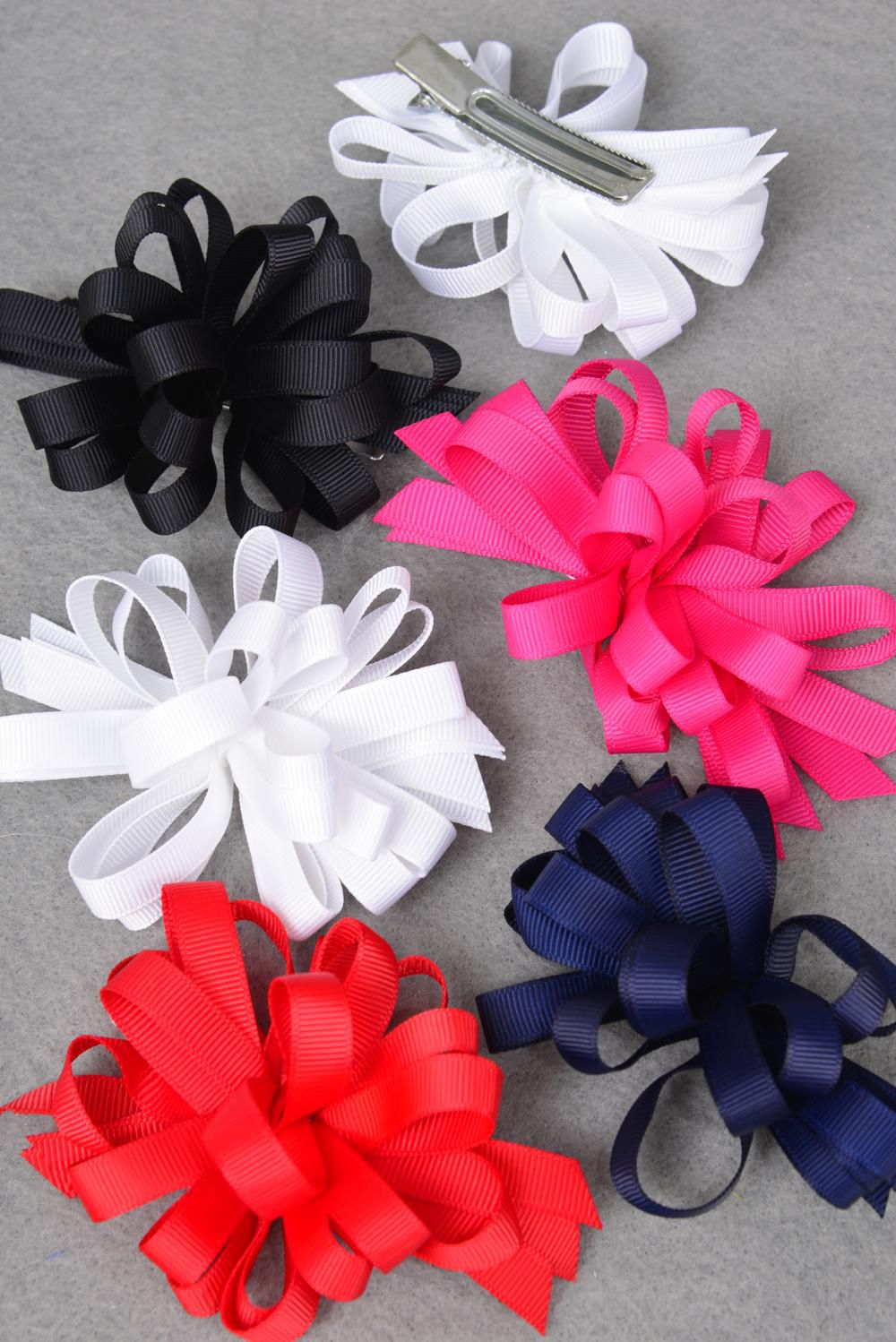 Hair Bow Loop Bow Multi Alligator Clip Grosgrain/DZ **Multi** Alligator