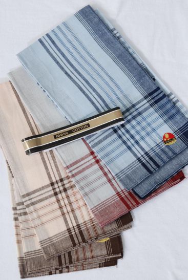 Handkerchief Checker Pattern 100% Cotton / 12 pcs = Dozen Size - 15" x 15" Wide , 4 Burgundy , 4 Blue , 4 Khaki  Pattern Asst , OPP Bag