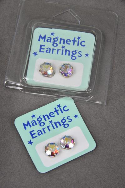 Earrings Magnetic 10 mm Studs / 12 pair = Dozen Unisex , Individual Blister card & UPC Code