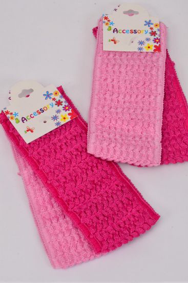 Headband Crochet 24 pcs Pink Mix / 12 card = Dozen Pink Mix , Stretch , Size - 2.25" Wide , Hang Tag & OPP Bag & UPC Code