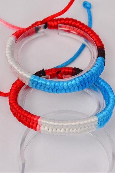 Bracelet Woven Style Ombre Fish Tail Tiedye / 12 pcs = Dozen Unisex , Adjustable , Hang tag & OPP Bag & UPC Code