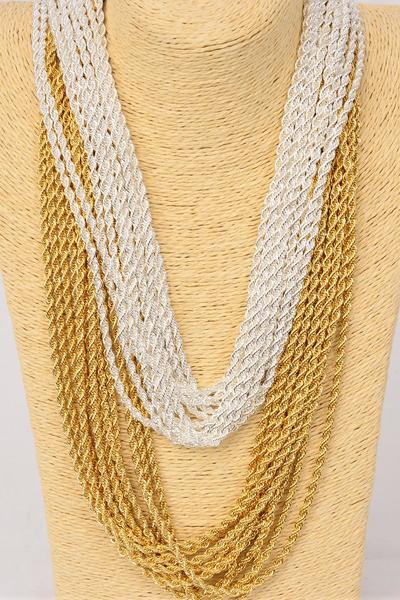 Necklace Rope Chain 4 mm Wide 30 inches Silver / 12 pcs = Dozen Rope , 4 mm Wide , 30 inches , Choose Gold or Silver Finishes
