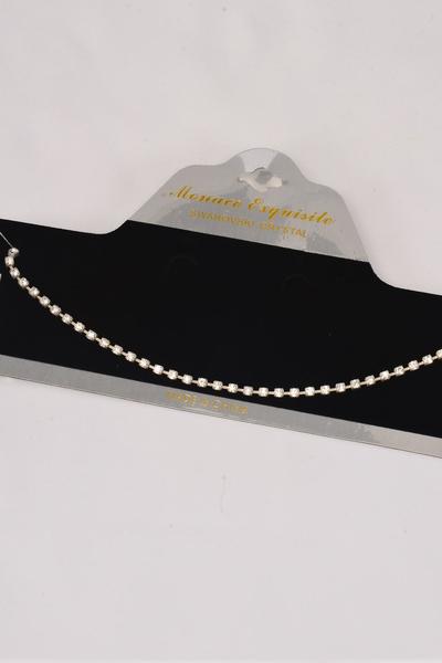 Necklace Sets Choker Single Rhinestones / Sets Post , Size-16" Extension Chain , Choose Gold Or Silver Finishes , Display Card & OPP bag & UPC Code