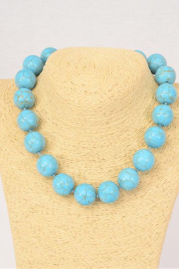 Necklace 20 mm Turquoise Semiprecious Stones / PC match 27696 Turquoise , Size -18" extension Chain , Hang tag & Opp Bag & UPC Code