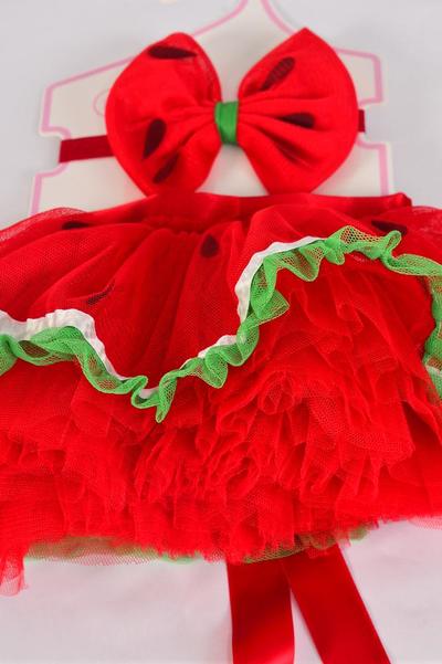 Tutu Dress Watermelon 2 pcs Sets / Sets Size - 0 - 12 month , Headband Bow - 5'' x 4" Wide Stretch , Shoe , Display Card & UPC Code
