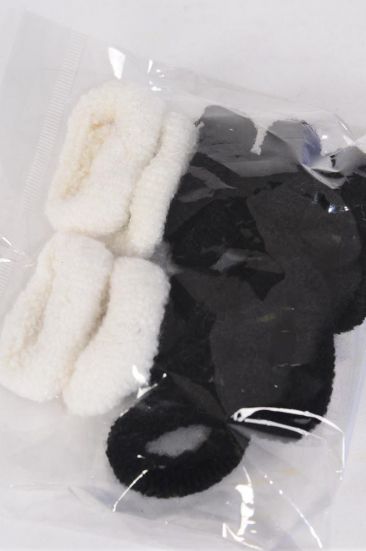 Elastic Terry Hair Ties 144 pcs Black White Mix / 12 bag = Dozen Black White Mix , Individual Pack , 12 pcs per Bag ,12 Bag= 1 DOZEN