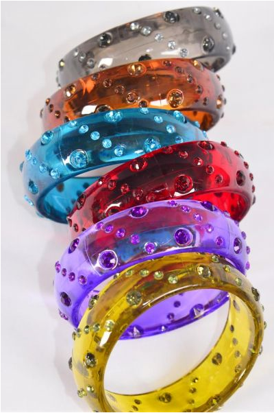 Bracelet Bangle Acrylic iridescent Stone Mix / 12 pcs = Dozen Size-2.75"x 1" Wide , Choose Colors , Hang Tag & OPP Bag & UPC Code