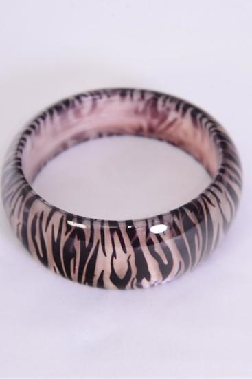 Bracelet Bangle Poly Pearl Zebra/PC Pearl Zebra,Size-2.7"x 1.25" Dia Wide,Hang tag & OPP bag & UPC Code