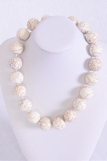Necklace 20 mm Ivory Semiprecious Stones / PC Ivory , Size - 18" extension Chain , Hang tag & Opp Bag & UPC Code