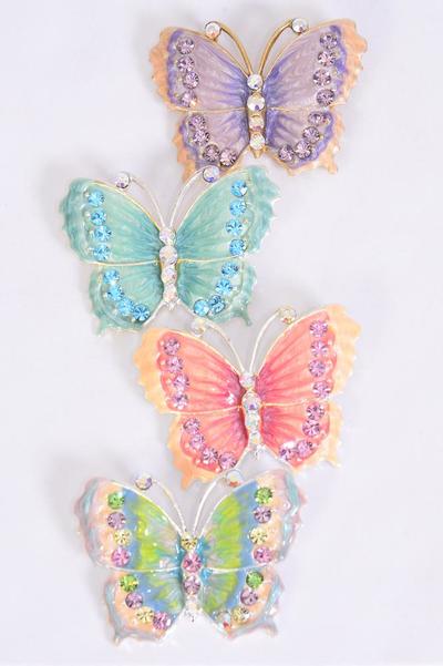 Brooch Butterfly Enamel Rhinestones / PC Size-2"x 1.5" Wide , Gift Box & UPC Code