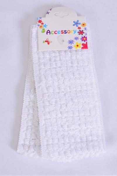 Headband Crochet 24 pcs White / 12 card = Dozen Stretch , Size - 2.25" Wide , Hang Tag & OPP Bag & UPC Code