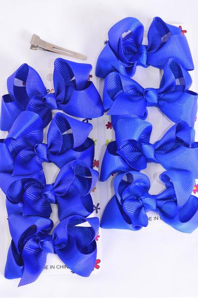 Hair Bows 48 pcs Grosgrain Bow-tie Royal Blue Mix / 12 card = Dozen  Alligator Clip , Bow Size - 3" x 2" Wide , 6 Electric Blue , 6 Cobalt Color Asst , 4 pcs per card , 12 card = Dozen