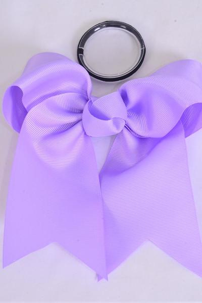 Hair Bow Extra Jumbo Long Tail Cheer Type Bow Lavender Elastic Grosgrain Bow-tie / 12 pcs Bow = Dozen Lavender , Elastic , Size - 6.5" x 6" Wide , Clip Strip & UPC Code