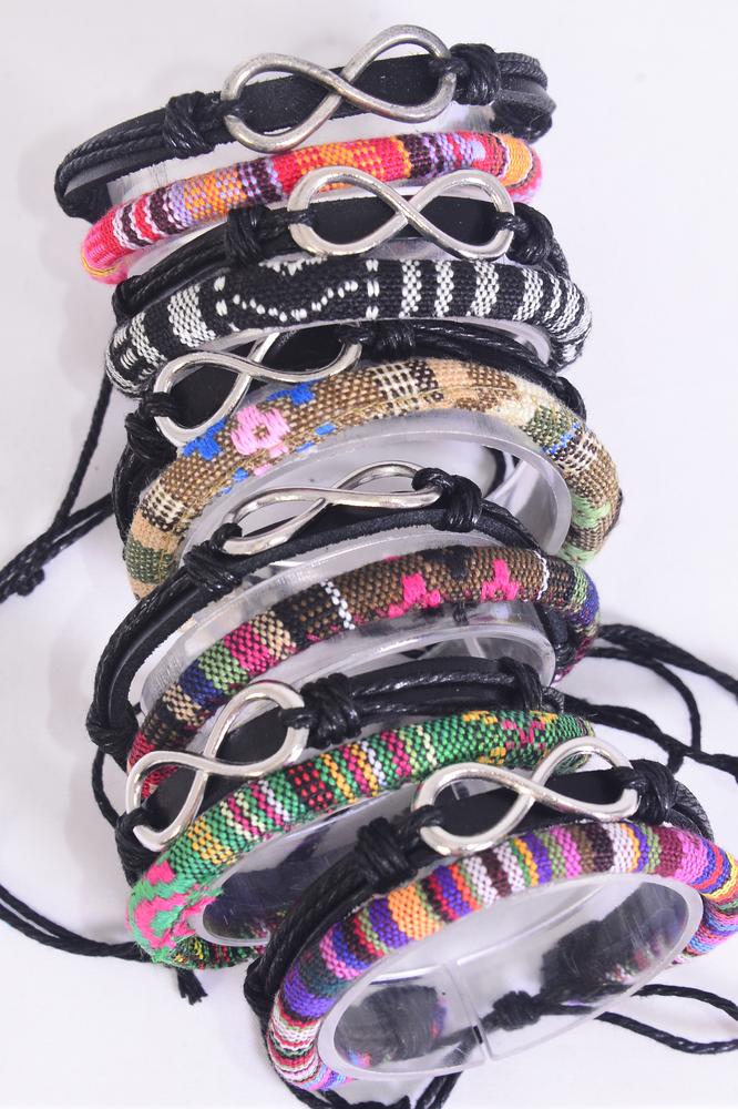 Bracelet Leather Infinity Symbol Aztec Macrame Wrap Mix