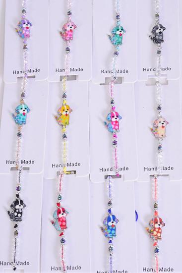 Bracelet Enamel Poppy Multi / Sterling Silver Pull-String , Adjustable , 12 Pattern Mix , Individual Hang tag & OPP Bag & UPC Code