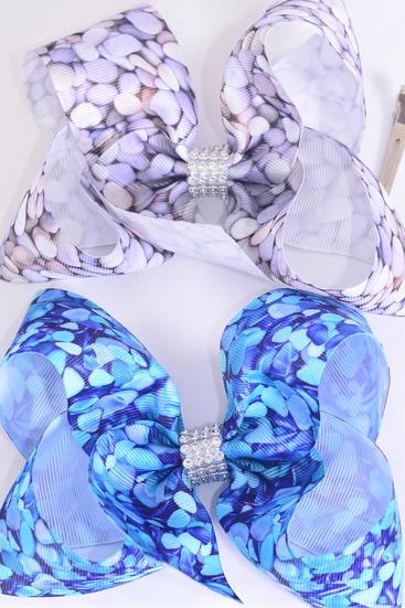 Hair Bow Jumbo River Rocks Grosgrain Bow-tie / 12 pcs Bow = Dozen   Alligator Clip , Bow - 6" x 5" Wide , 6 of each Pattern Asst , Clip Strip & UPC Code