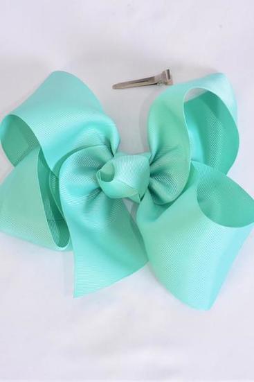 Hair Bow Jumbo Tropic Grosgrain Bow-tie / 12 pcs Bow = Dozen  Tropic , Alligator Clip , Size-6"x 5" Wide , Clip Strip & UPC Code