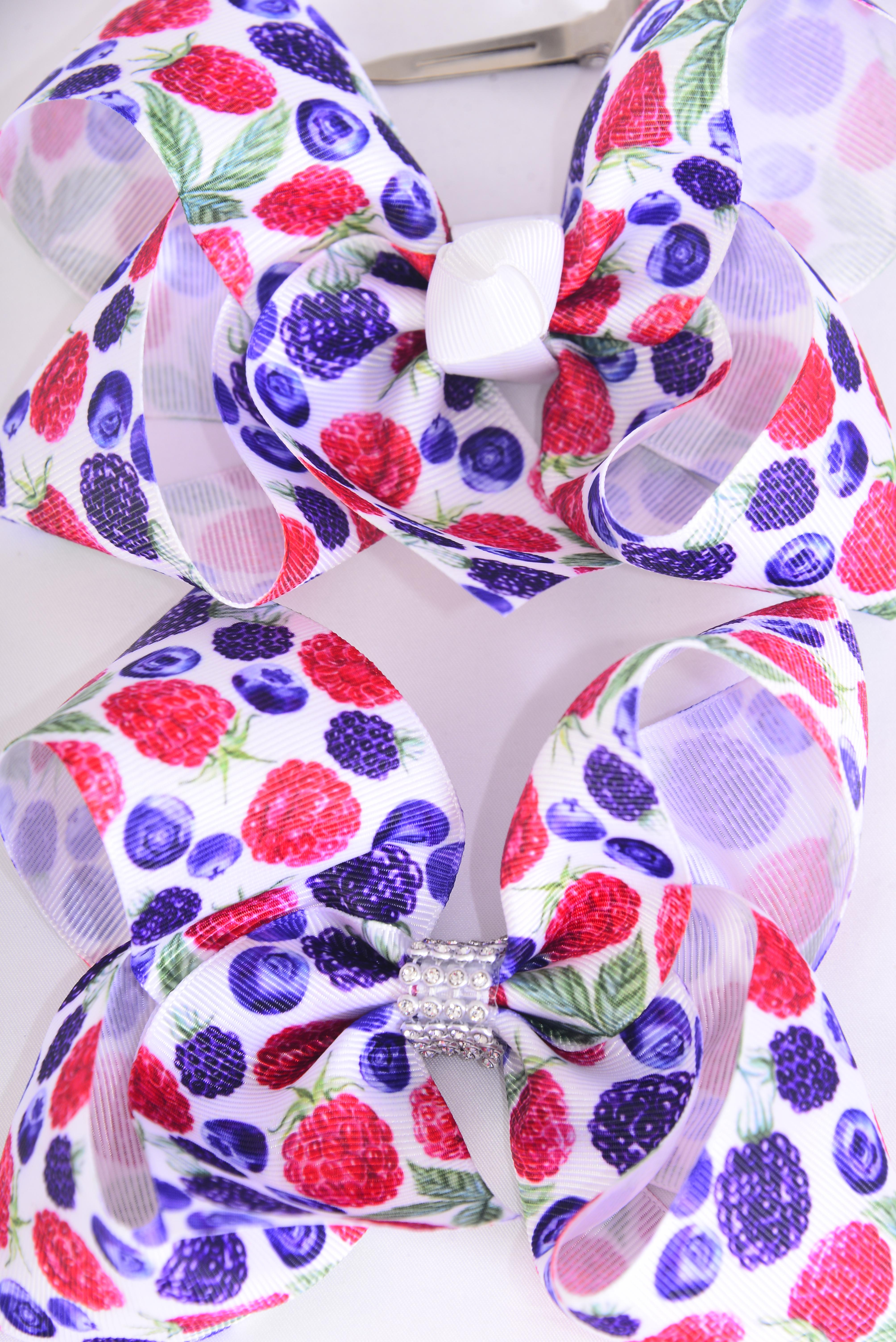 Hair Bow Jumbo Raspberry Blackberry Blueberry Mix Grosgrain Bow-tie ...