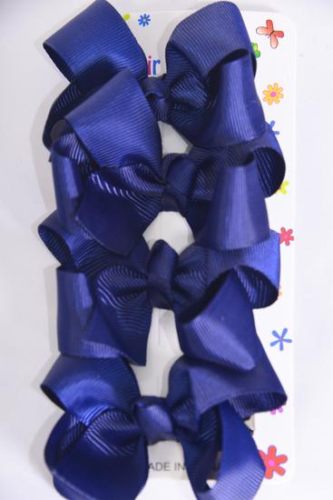 Hair Bows 48 pcs Grosgrain Bow-tie Navy / 12 card = Dozen  Alligator Clip , Bow Size - 3" x 2" Wide , 4 pcs per card , 12 card = Dozen