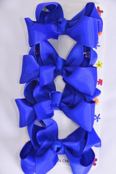 Hair Bows 48 pcs Grosgrain Bow-tie Royal Blue / 12 card = Dozen Royal Blue , Alligator Clip , Bow Size - 3" x 2" Wide ,  4 pcs per card , 12 card = Dozen