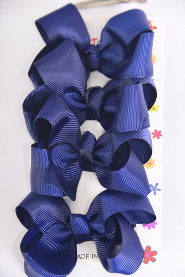 Hair Bows 48 pcs Grosgrain Bow-tie Navy / 12 card = Dozen  Alligator Clip , Bow Size - 3" x 2" Wide , 4 pcs per card , 12 card = Dozen