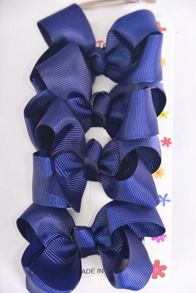 Hair Bows 48 pcs Grosgrain Bow-tie Navy / 12 card = Dozen  Alligator Clip , Bow Size - 3" x 2" Wide , 4 pcs per card , 12 card = Dozen