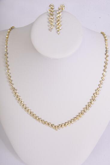 Necklace Sets Rhinestone Post / Sets Post , Size - 18 inch , Extension Chain , Black Velvet Display Card & OPP Bag & UPC Code 