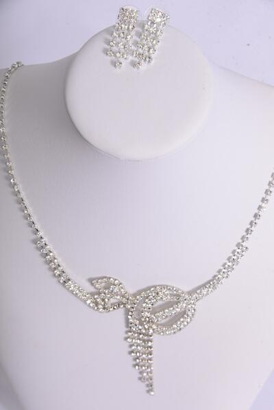 Necklace Sets Rhinestones Post / Sets Post , Size - 18 inch , Extension Chain , Black Velvet Display Card & OPP Bag & UPC Code , Choose Finishes
