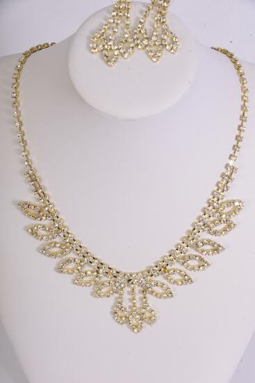 Necklace Sets Rhinestone / Sets Post , Size - 18 inches , Extension Chain , Black Velvet Display Card & OPP Bag & UPC Code