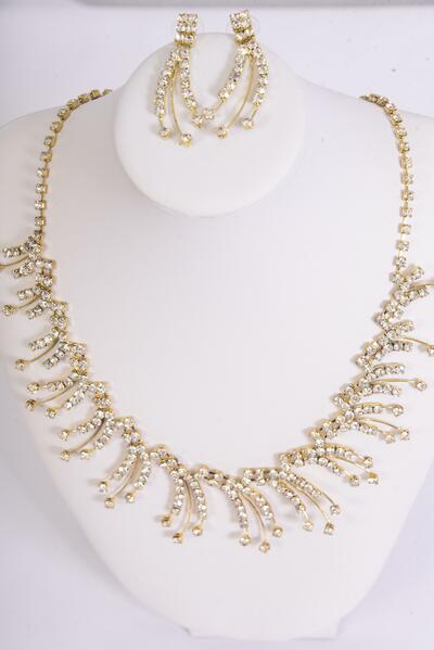 Necklace Sets Rhinestones Post / Sets Post , Extension Chain , Choose Finishes , Black Velvet Display Card & OPP bag & UPC Code