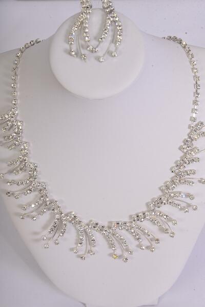 Necklace Sets Rhinestones Post / Sets Post , Extension Chain , Choose Finishes , Black Velvet Display Card & OPP bag & UPC Code