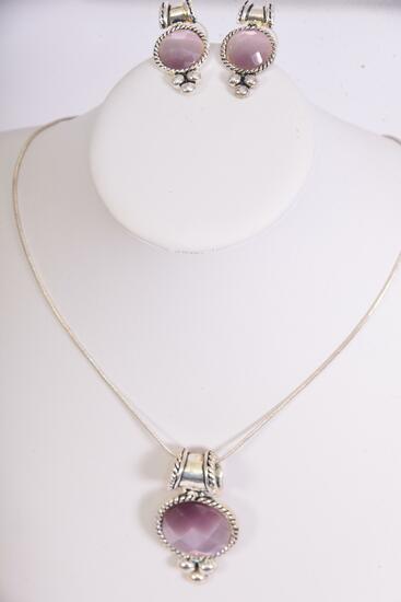 Purple , Pendant Size - 2" x 1" Wide , 24" Chain , Display Card & Opp Bag & UPC Code