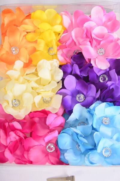 Flowers 24 pcs Flower Pastel Mix / 24 pcs flower = Dozen  Size-2.75" Wide , Alligator Clip , 2 Baby Pink , 2 Yellow , 2 Purple , 2 Blue , 2 Fuchsia , 1 Beige , 1 Orange Mix , 2 pcs per Card , 12 Card = Dozen 