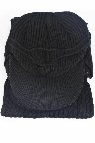 Winter Knit Scarf & Visor Hat Sets Black / Sets Black , Good Quality , Scarf Size- 60" Long , OPP Bag & UPC Code
