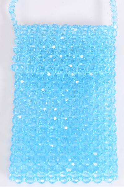 Purse Acrylic Bags Women Handbags Ladies Evening Party Shoulder Bag Beaded Messenger Crossbody Bags Phone Purse / PC Turquoise , Handmade , Size - 7" x 4.25" Wide , OPP Bag & UPC Code