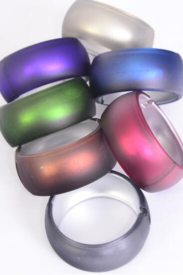 Bracelet Bangle Acrylic Hinge Fall Dark Multi / 12 pcs = Dozen  Size - 2.75" x 1.25" Dia Wide , 2 Silver , 2 Black , 2 Brown , 2 Purple , 2 Burgundy , 1 Green , 1 Navy Color Mix , Hang Tag & OPP Bag & UPC Code