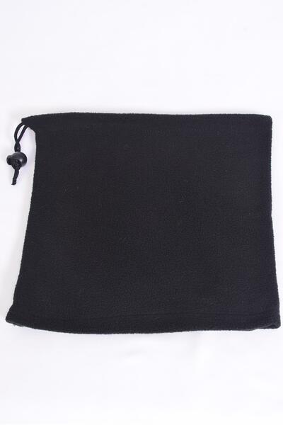 Polar Fleece Warmer Neck Gaiter Multifunction Black / 12 pcs = Dozen  Size - 10" x 9" Wide , Hang Tag & UPC Code , OPP Bag