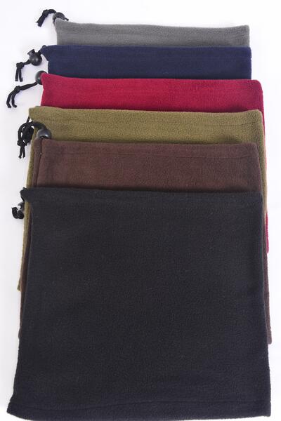 Polar Fleece Warmer Neck Gaiter Multifunction Dark Multi / 12 pcs = Dozen  Size - 10" x 9" Wide , 2 of each Color Asst , Hang Tag & UPC Code , OPP Bag