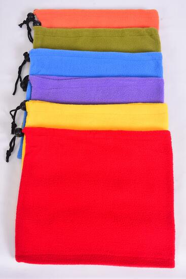 Polar Fleece Warmer Neck Gaiter Multifunction Multi / 12 pcs = Dozen  Multi , Size - 10" x 9" Wide , 2 of each Color Asst , Hang Tag & UPC Code , OPP Bag