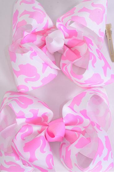  Hair Bow Jumbo Barbie Grosgrain Bow-tie / 12 pcs Bow = Dozen  Barbie , Alligator Clip , Size - 6" x 5" Wide ,Clip Strip & UPC Code