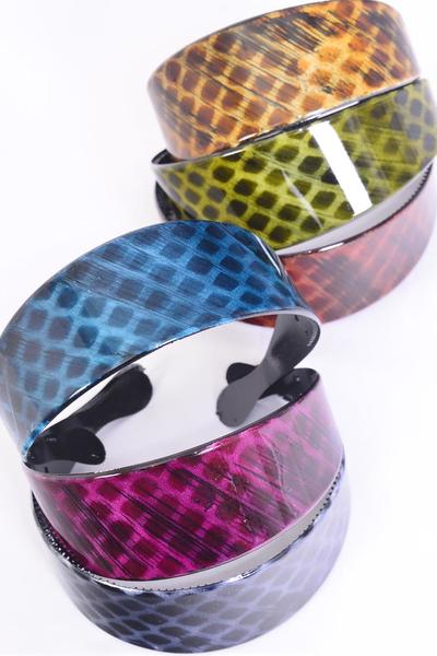 Headband Horseshoe Acrylic Wide Diamond Pattern Multi / 12 pcs = Dozen Size-1.75" Wide , 2 Black , 2 Olive , 2 Burgundy , 2 Brown , 2 Blue , 2 Fuchsia Color Asst , Hang tag , Individual Opp bag and UPC Code