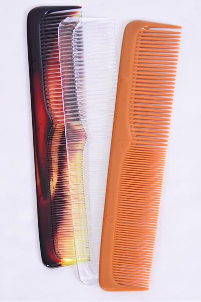 Comb 9 inch Breakable Dresser Comb Natural / 12 pcs Comb = Dozen Size - 9" Long , 4 Bone , 4 Clear , 4 Tortoise Color Asst , Individual OPP Bag & UPC Code