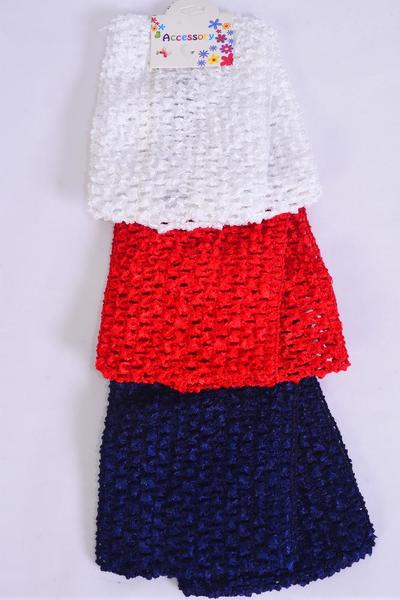 Ballerina Headband 24 pcs Turban 4 Inch Wide Red White Navy Mix / 12 card = Dozen Stretch , Size - 4" Wide , 4 Red , 4 White , 4 Navy Color Asst , Hang Tag & OPP Bag & UPC Code