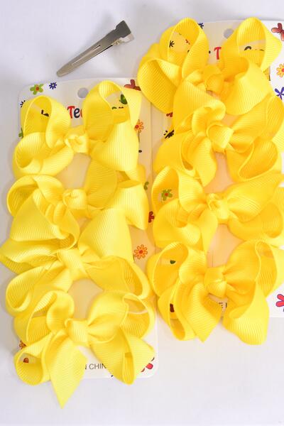Hair Bows 48 pcs Grosgrain Bow-tie Yellow Mix / 12 card = Dozen  Yellow Mix , Alligator Clip , Size - 3" x 2" Wide , 6 Baby Maize , 6 Daffodil Color Asst , 4 pcs per Card , 12 card = DZ