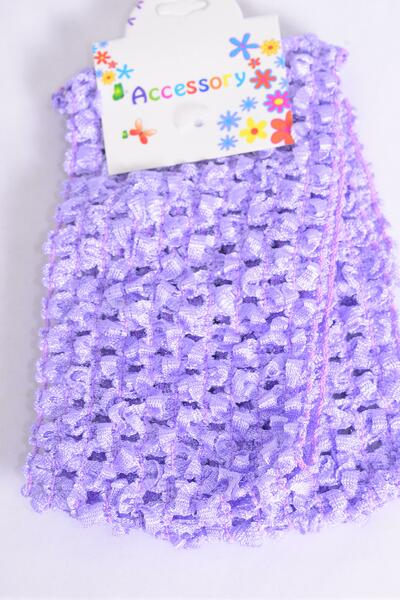 Ballerina Headband 24 pcs Lavender / 12 card = Dozen Stretch , Size - 1.75" Wide , Hang Tag & OPP Bag & UPC Code